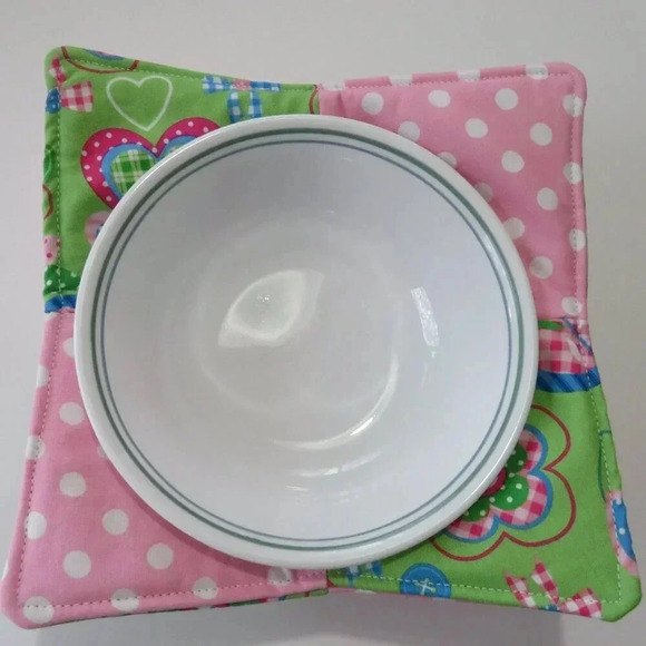 Microwave bowl cozy, patchwork soup bowl cozy - Picture 3 of 4